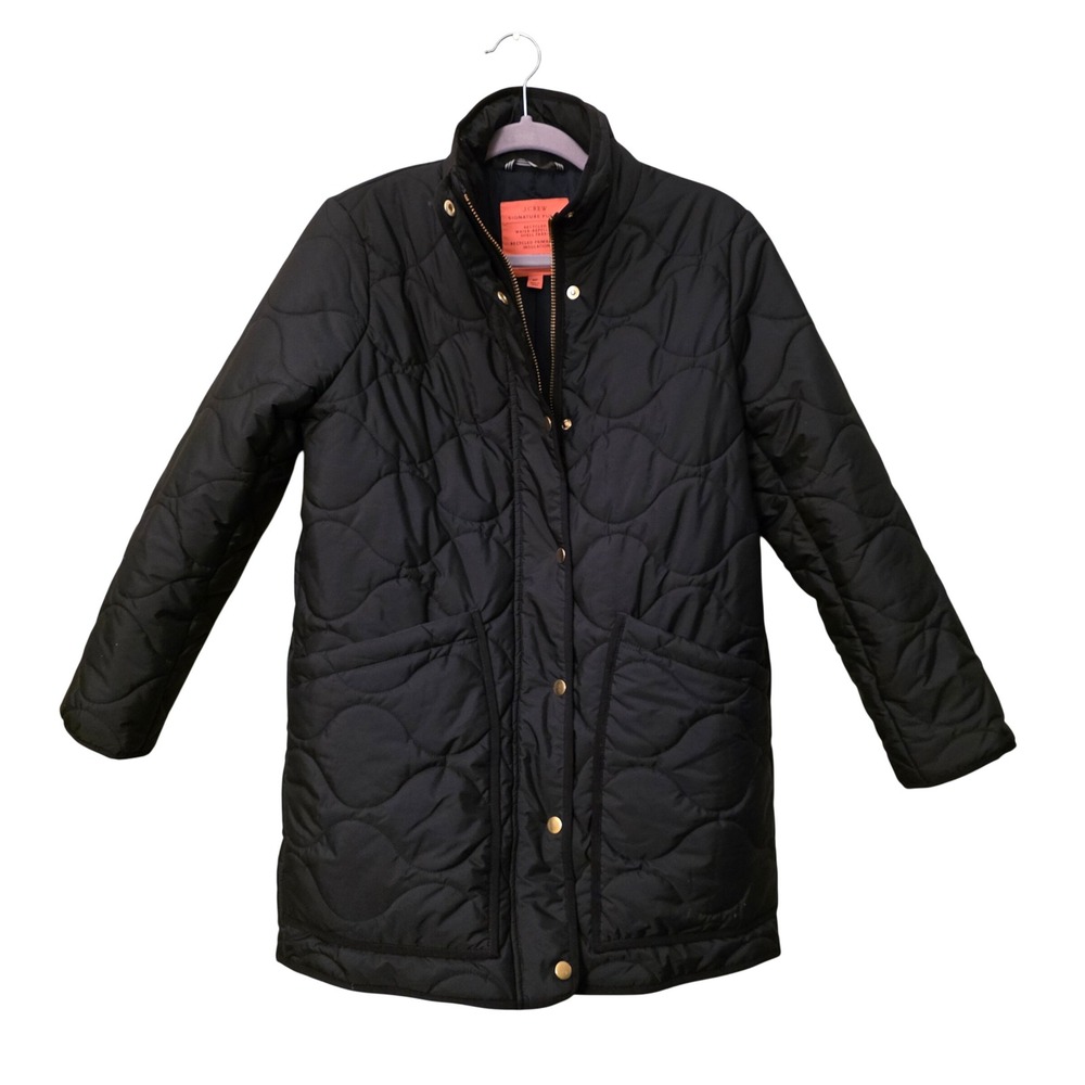 J.Crew Signature Puffer Jacket Black Quilted PrimaLoft Water Repellent MP Petite